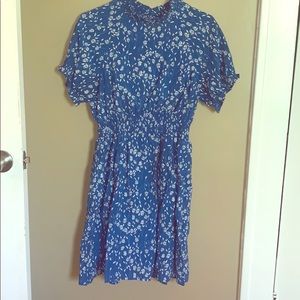 Blue short sleeve/ high neck dress
